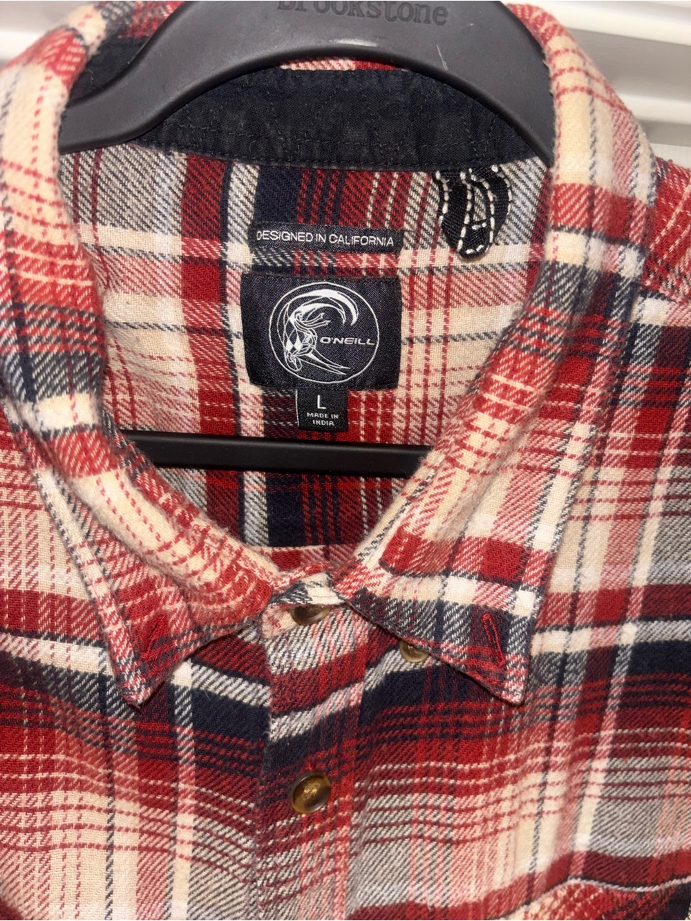 O'Neill Men's Red Plaid Flannel Shirt L